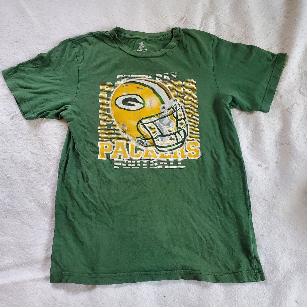 Green Bay Packers Distressed T-Shirt, Youth Sz L (Adult XS/S)